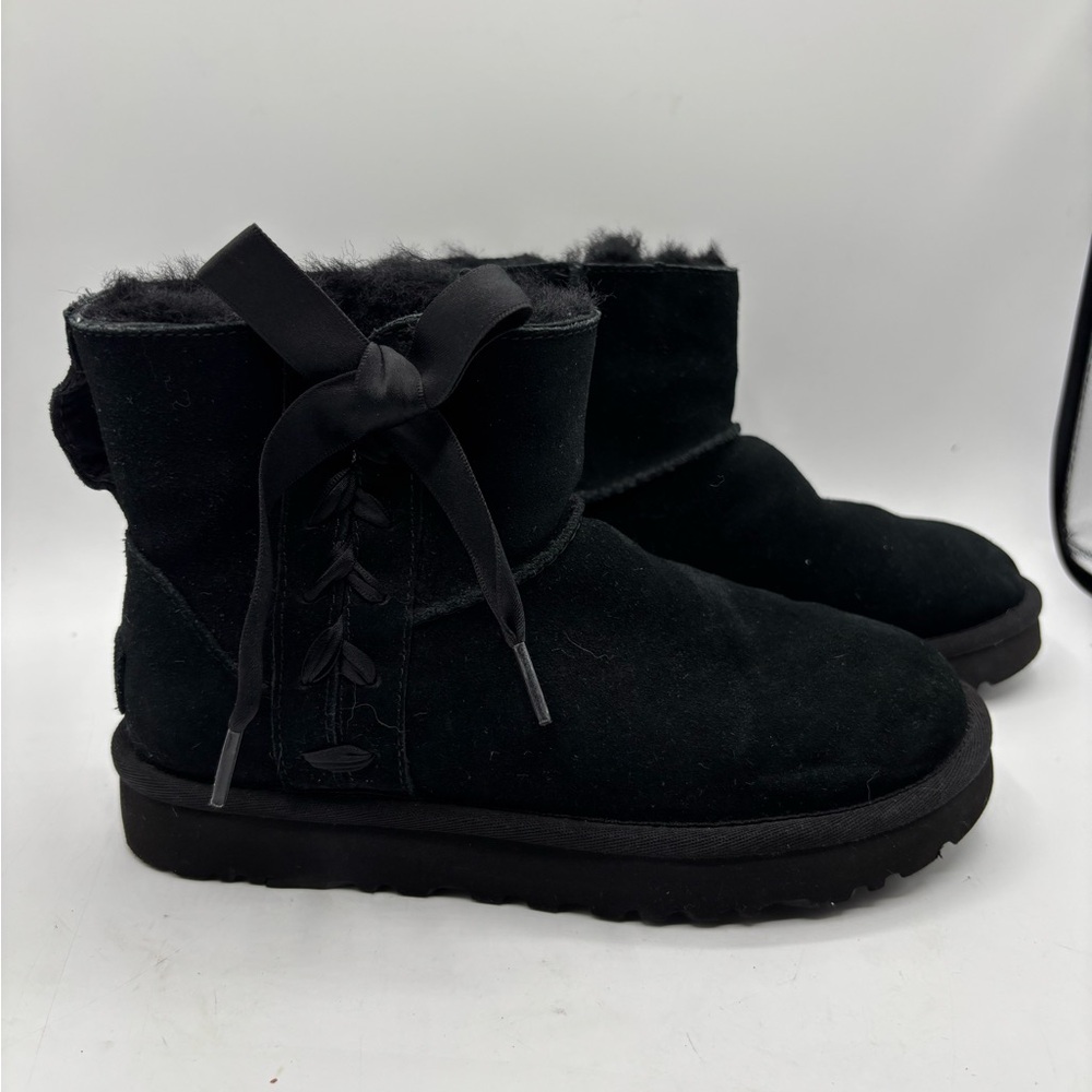 UGG Black Winter Boots with Ribbon